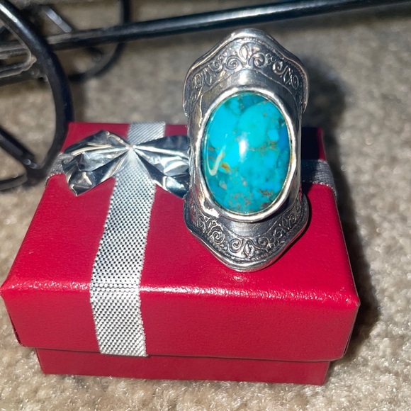 Sterling silver ring blue turquoise - Picture 2 of 5